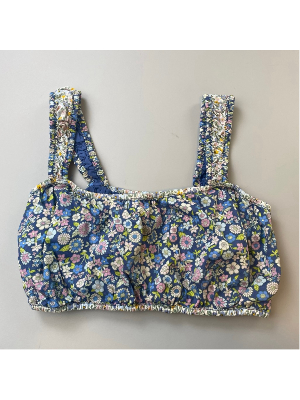 American Eagle Crop Top Blue Floral Small Cottage Festival Boho Country Soft